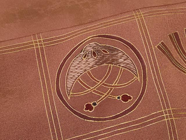 平和屋着物#道行コート 刺繍 吉祥花蝶丸文 金彩 正絹 逸品 CABK3420in