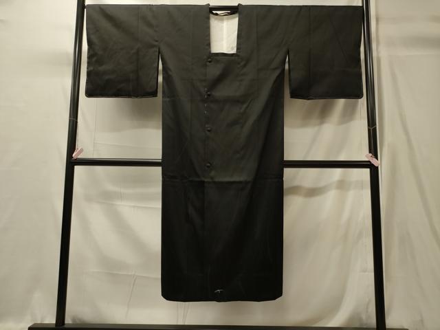 平和屋着物#道行コート 雨コート 単衣 流線地紋 黒地 ロング丈 正絹 逸品 未使用 CABK3434in