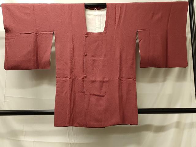 平和屋着物#道行コート 色無地 霞地紋 柿渋色 正絹 逸品 CABK3441in