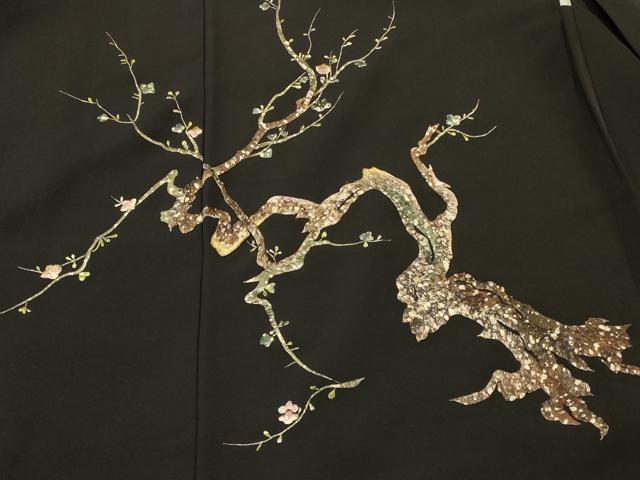 平和屋着物#羽織 総刺繍 枝花文 黒地 金糸 正絹 逸品 CABK3442in