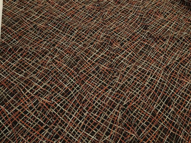 平和屋着物#道行コート 幾何学文様 黒地 ロング丈 正絹 逸品 CABK3470in