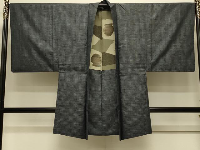 平和屋着物#男性 本場大島紬 長羽織 格子 正絹 逸品 CABK3473in