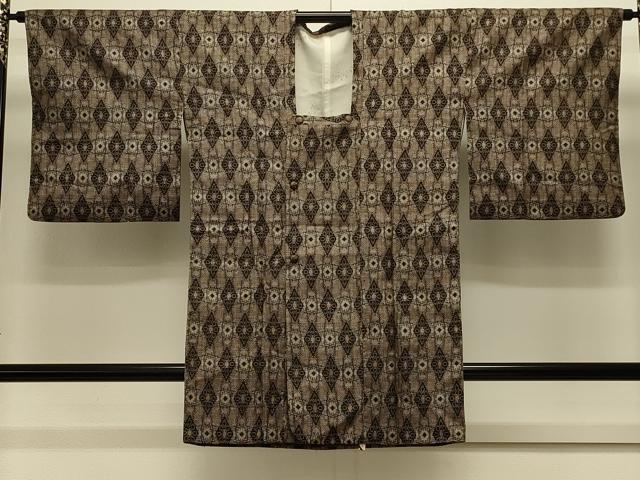 平和屋着物#本場大島紬 道行コート 割り込み絣 花菱文 ロング丈 正絹 逸品 CABK3478in