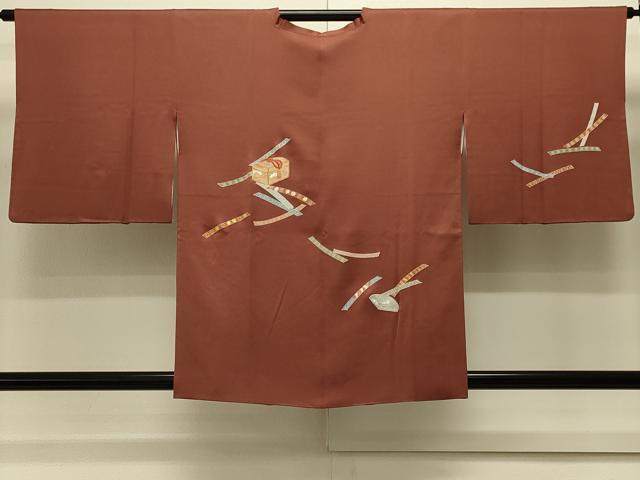 平和屋着物#道行コート 刺繍 文箱短冊花文 金糸 正絹 逸品 CABK3498in
