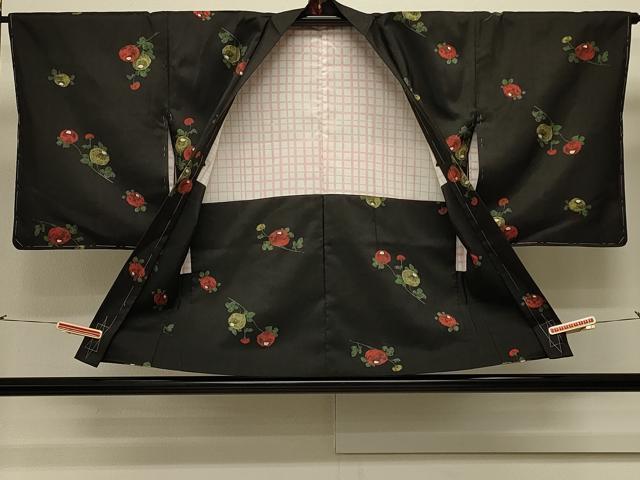 平和屋着物#本場縞大島紬 羽織 ろうけつ染め 草花文 正絹 逸品 未使用 CABK3510in