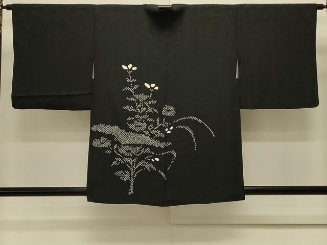 平和屋着物#羽織 総絞り 枝花文 黒地 正絹 逸品 CABK3513in