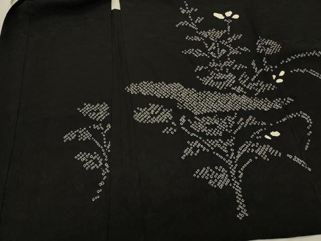 平和屋着物#羽織 総絞り 枝花文 黒地 正絹 逸品 CABK3513in