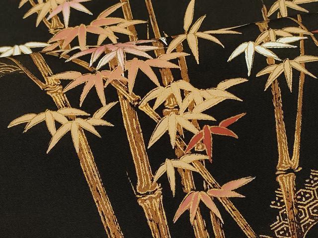 平和屋着物#羽織 吉祥笹竹文 黒地 金彩 正絹 逸品 CABK3514in