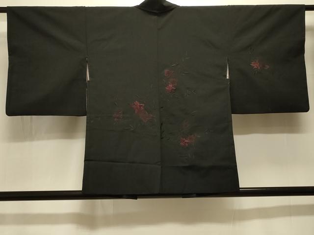 平和屋着物#羽織 総刺繍 枝花文 黒地 洗える着物 CABK3515in