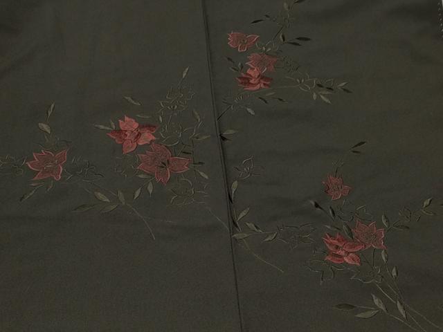 平和屋着物#羽織 総刺繍 枝花文 黒地 洗える着物 CABK3515in