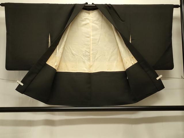 平和屋着物#羽織 寿光織 枝花文 黒地 金糸 正絹 逸品 CABK3516in