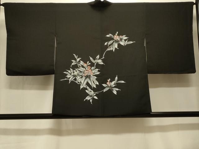 平和屋着物#羽織 刺繍 枝花文 黒地 正絹 逸品 未使用 CABK3518in