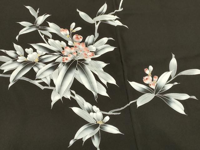 平和屋着物#羽織 刺繍 枝花文 黒地 正絹 逸品 未使用 CABK3518in