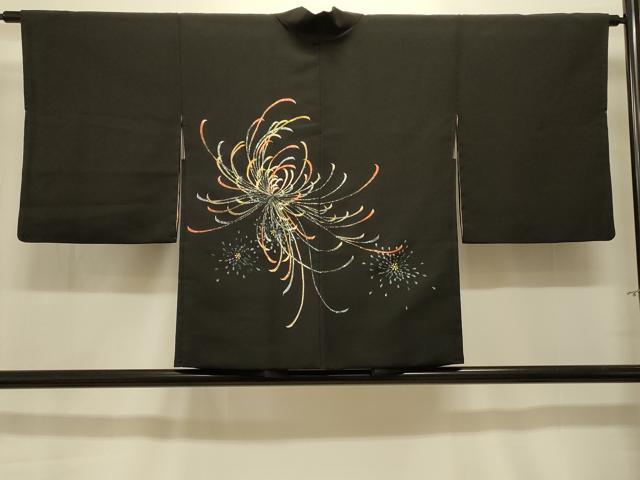 平和屋着物#羽織 総刺繍 乱菊 黒地 金糸 正絹 逸品 CABK3521in