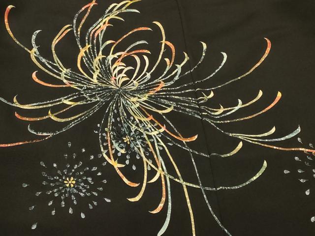 平和屋着物#羽織 総刺繍 乱菊 黒地 金糸 正絹 逸品 CABK3521in