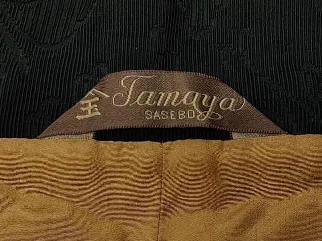 平和屋着物#和装コート 色無地 輪奈織 花菱地紋 クロムグリーン色 ロング丈 正絹 逸品 CABK3528in