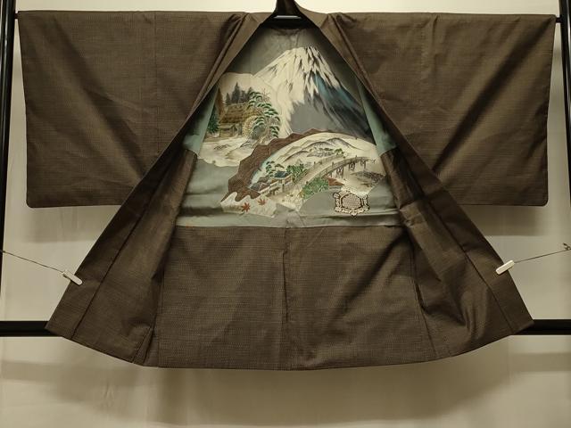 平和屋着物#男性 本場大島紬 羽織 格子 正絹 逸品 CABK3570in