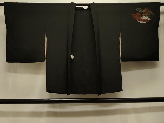 平和屋着物#羽織 短冊吉祥花文 黒地 金銀糸 正絹 逸品 CABK3574in