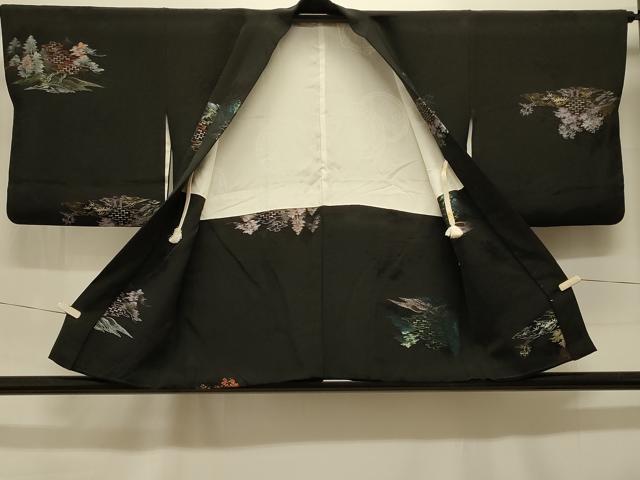 平和屋着物#羽織 寿光織 風景文 黒地 金銀糸 正絹 逸品 CABK3578in