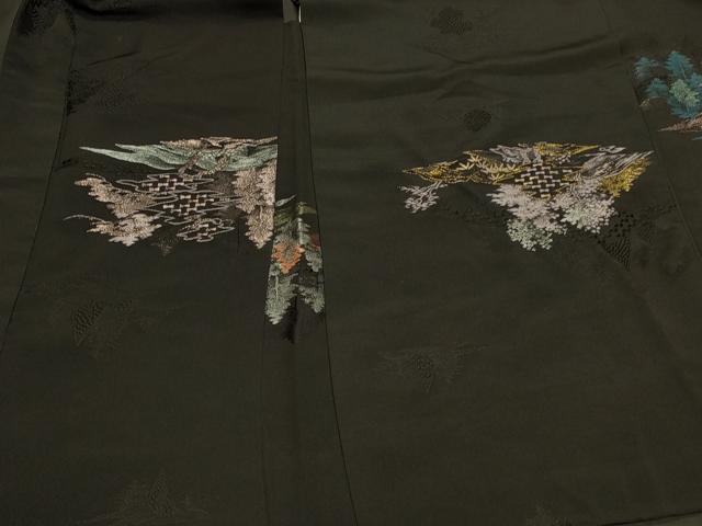 平和屋着物#羽織 寿光織 風景文 黒地 金銀糸 正絹 逸品 CABK3578in