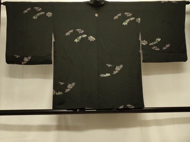 平和屋着物#羽織 寿光織 舞楓文 黒地 銀糸 正絹 逸品 CABK3583in