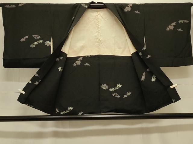 平和屋着物#羽織 寿光織 舞楓文 黒地 銀糸 正絹 逸品 CABK3583in