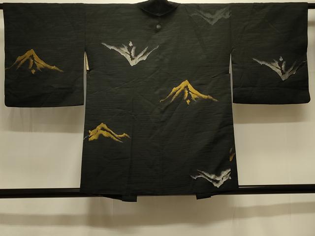 平和屋着物#羽織 遠山文 黒地 金銀糸 正絹 逸品 CABK3585in