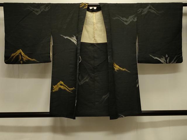 平和屋着物#羽織 遠山文 黒地 金銀糸 正絹 逸品 CABK3585in