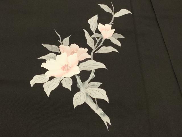 平和屋着物#羽織 手描き 枝花文 黒地 正絹 逸品 CABK3596in