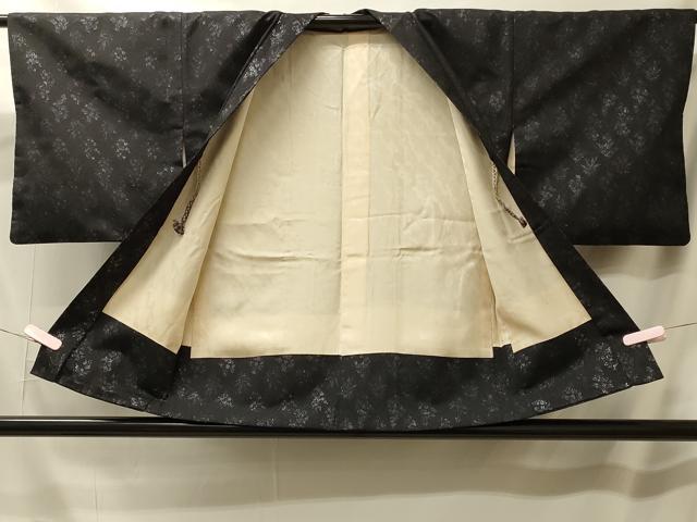 平和屋着物#羽織 草花文 黒地 正絹 逸品 CABK3598in