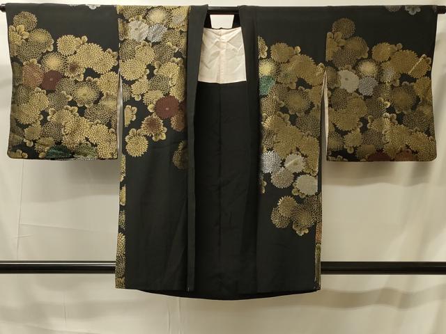 平和屋着物#羽織 寿光織 菊づくし 黒地 金銀糸 正絹 逸品 CABK3599in