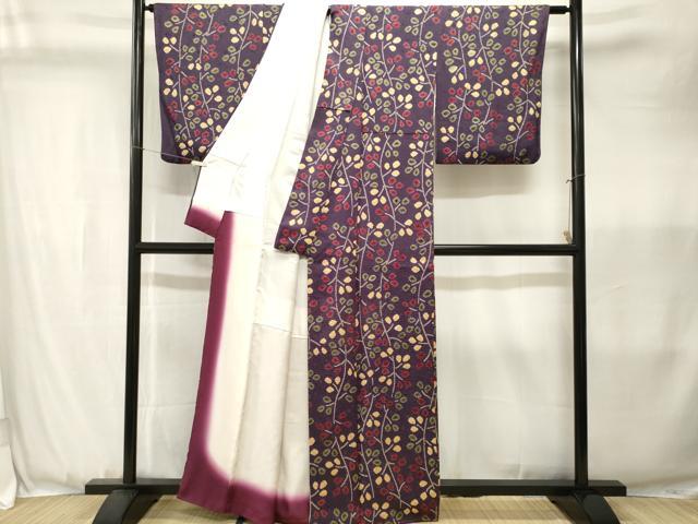 平和屋着物■上質な小紋 絞り 枝葉文 正絹 逸品 CABK3605ev