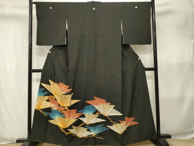 平和屋着物■豪華黒留袖 駒刺繍 松葉文 金彩 正絹 逸品 CABK3613ev