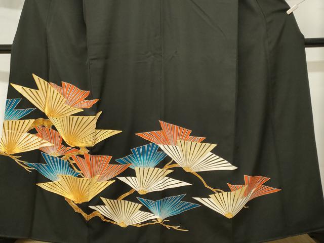 平和屋着物■豪華黒留袖 駒刺繍 松葉文 金彩 正絹 逸品 CABK3613ev