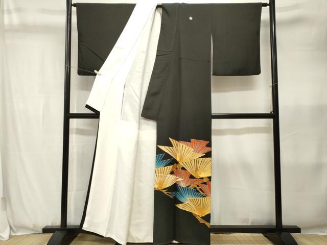 平和屋着物■豪華黒留袖 駒刺繍 松葉文 金彩 正絹 逸品 CABK3613ev