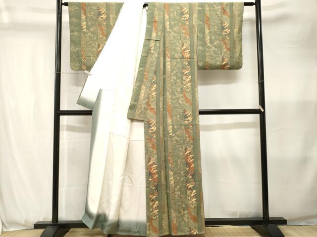 平和屋着物■上質な小紋 飛鶴流水草花間道 金彩 正絹 逸品 CABK3621ev