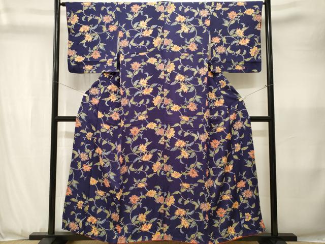 平和屋着物■上質な小紋 更紗草花文 正絹 逸品 CABK3630ev