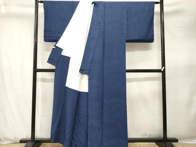 平和屋着物■上質な色無地 樹林地紋 紺青色 正絹 逸品 CABK3644ev