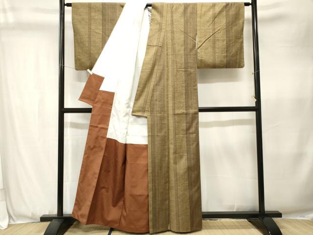 平和屋着物■上質な紬 80亀甲 間道 正絹 逸品 CABK3658ev
