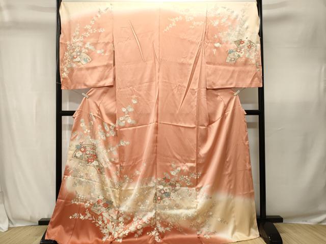 平和屋着物■訪問着 駒刺繍 地紙枝花文 暈し染め 金彩 仮絵羽 逸品 未使用 CABK3668ev