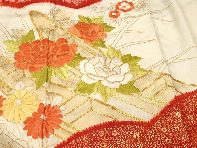 平和屋着物■豪華振袖 駒刺繍 舟 草花文 正絹 逸品 CABK3670ev