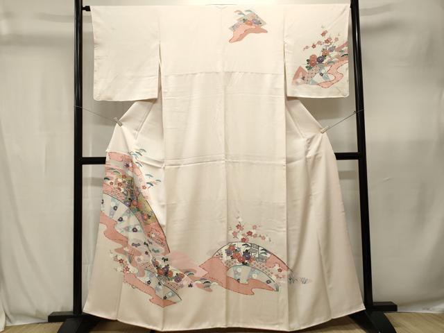 平和屋着物■訪問着 片輪車草花文 金彩 正絹 逸品 CABK3671ev