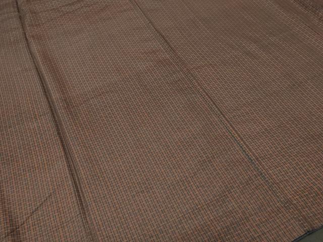 平和屋着物■男性 紬 格子柄 正絹 逸品 CABK3682ev