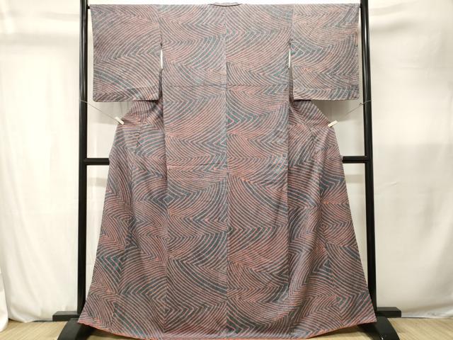 平和屋着物■上質な小紋 総絞り 抽象文 正絹 逸品 CABK3692ev