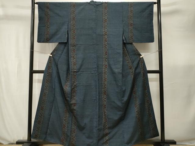平和屋着物■上質な紬 幾何学間道 正絹 逸品 CABK3695ev