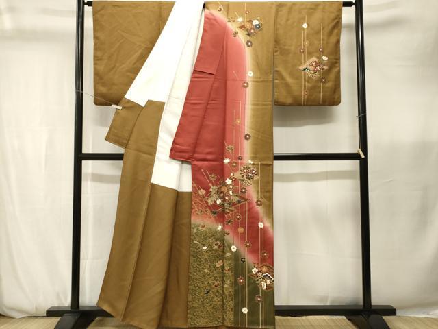 平和屋着物■訪問着 松皮菱花車文 金彩 正絹 逸品 CABK3703ev