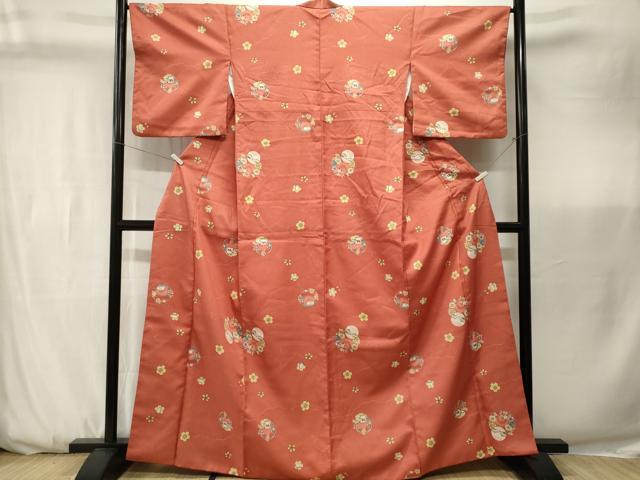 平和屋着物■小紋 兎 草花文 洗える着物 CABK3709ev
