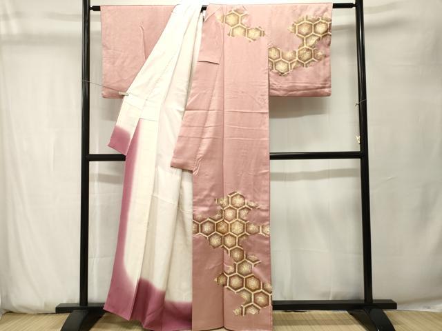 平和屋着物■訪問着 駒刺繍 亀甲文 金彩 正絹 逸品 CABK3757ev