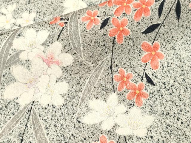 平和屋着物■上質な小紋 枝花文 たたき染め 正絹 逸品 CABK3759ev