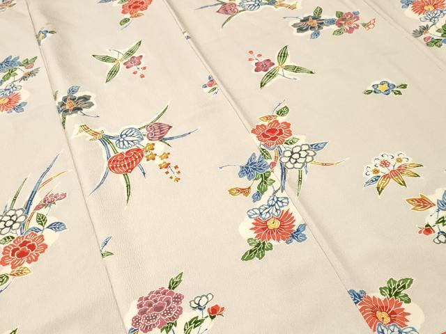 平和屋着物■上質な小紋 型染め 草花文 正絹 逸品 CABK3760ev